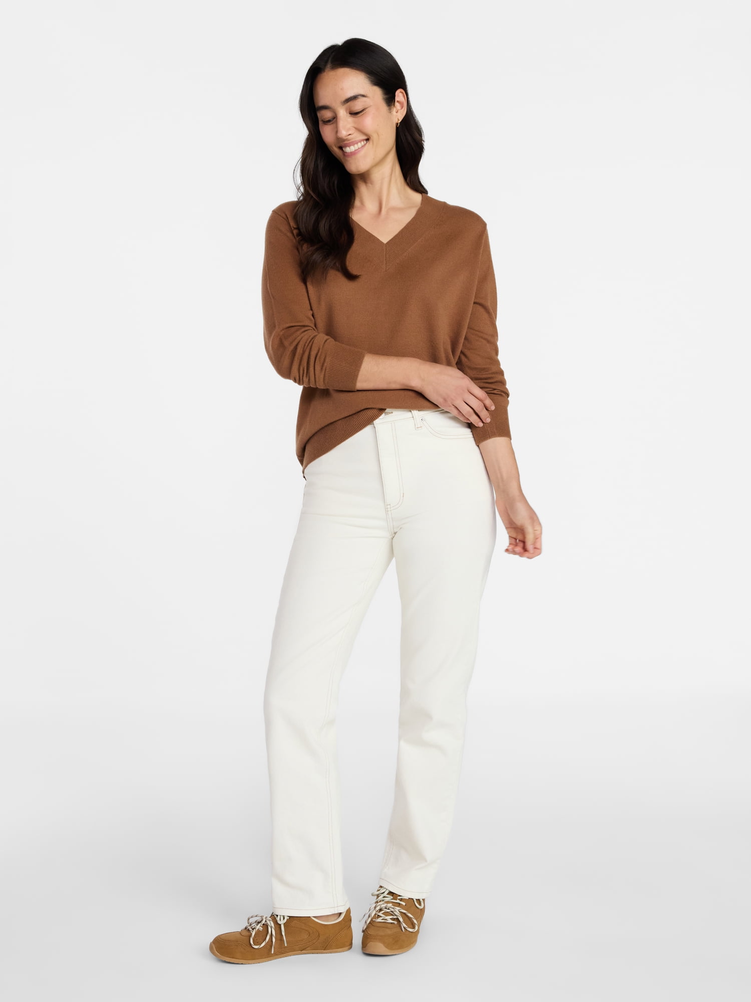Time and Tru Women's V Neck Sweater, Lightweight, Sizes XS-XXXL