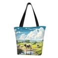 thumbnail image 1 of Fotbe Countryside Farm Cow Bolsa de Playa con Estampado, Bolsa de Hombro, Bolsa de Mano Espaciosa, Bolsa de Viaje Ligera, Bolsa de Compras Versátil, 1 of 6