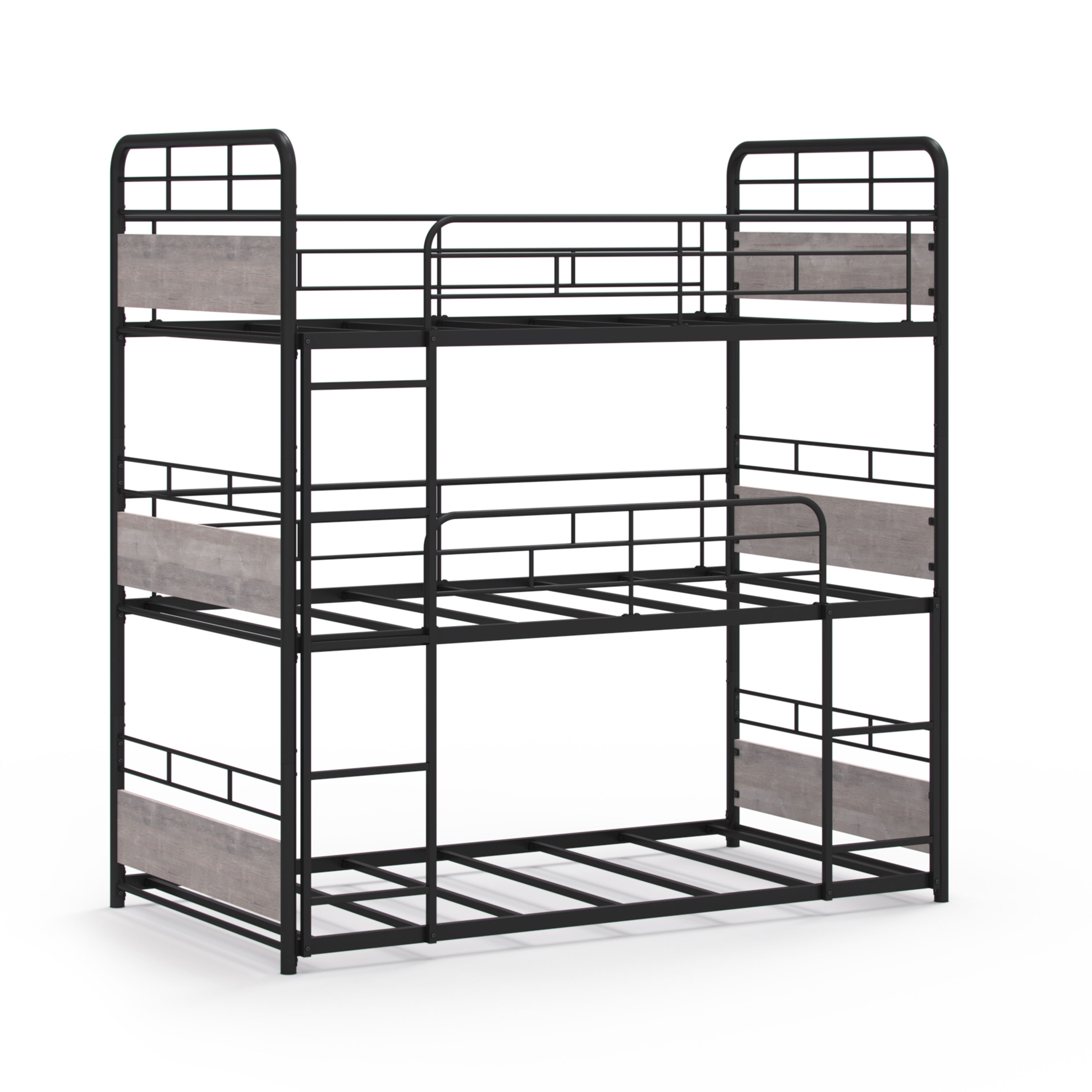 Better Homes & Gardens Anniston Convertible Black Metal Triple Twin Bunk Bed, Gray Wood Accents - image 26 of 26