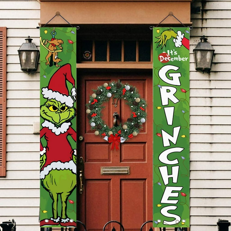 Christmas Decor Christmas Porch Sign Grinch Christmas Hanging for Indoor  Outside Front Door Living Room Kitchen Wall Party 