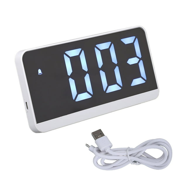 Reloj despertador digital con control de voz, ajuste de brillo, espejo LED, reloj electrónico moderno de escritorio.