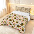 thumbnail image 2 of Erosebridal Elegant Bug Bee Queen Comforter Set,Graceful Hearts Comforter Sets Queen,Beige Yellow,Reversible,3 Pieces,1 Comforter and 2 Pillowcases, 2 of 7