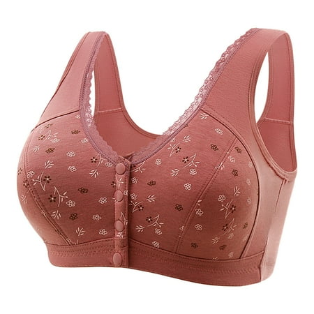 DuoJiaJ Women s Front Side Buckle Lace Edge Without Steel Ring Movement Seamless Gathering Adjustment Yoga Sleep Large Bra Plus Size Sports Bras High Support