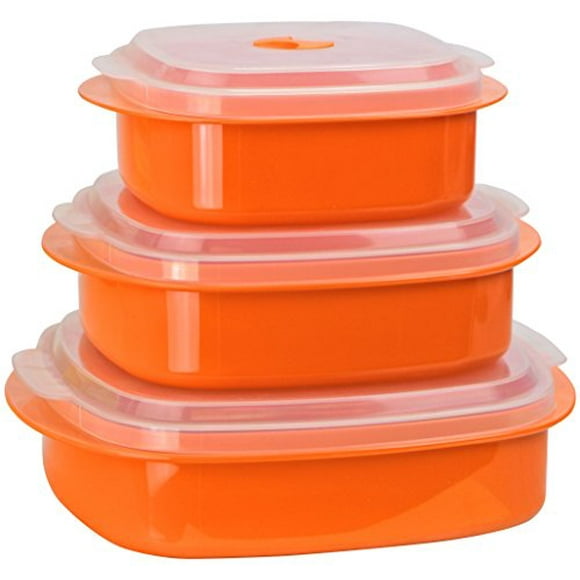 Calypso Basics by Reston Lloyd 6-Piece Microwave Cookware, Steamer and Storage Set, Orange