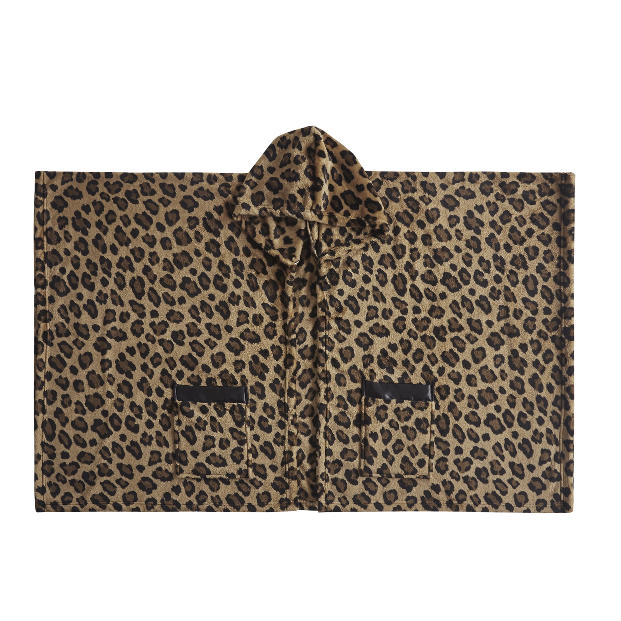 Comfort Spaces Brown, Black Leopard Polyester Plush Throw, 60" x 50"