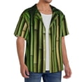 thumbnail image 2 of Pofeuu Green Bamboo Fence1 Print Mens Casual Short Sleeve Shirts Beach Summer Spread Collar Pocket Tops Men's Casual Short-sleeved Shirt-XX-Large, 2 of 5