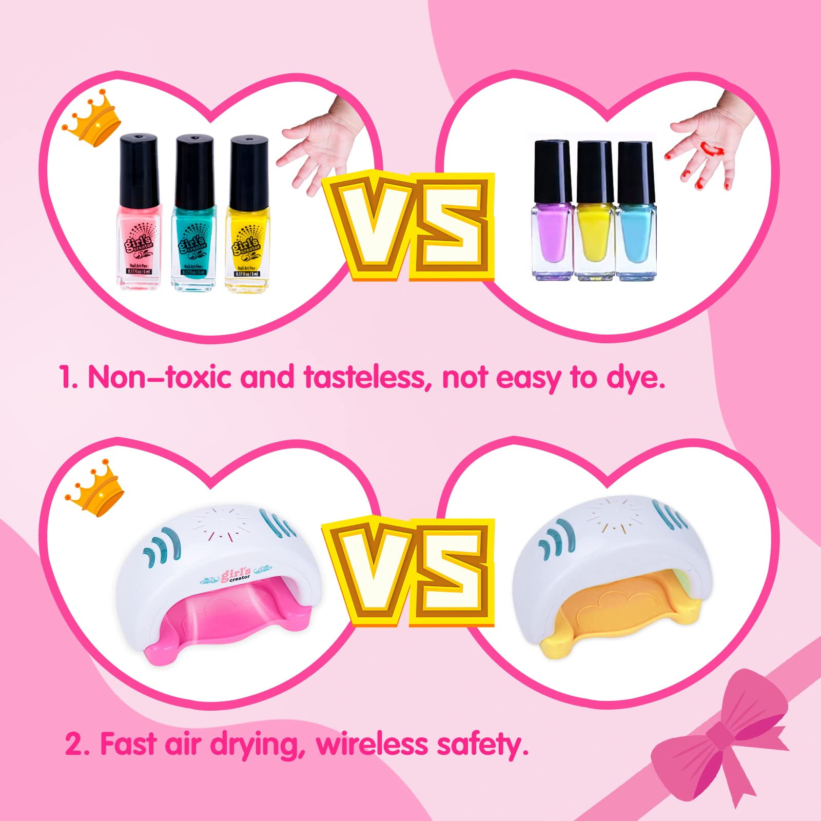 Nail Gifts for Girls Age 8 9 10, Kids Nail Polish Toys for 6 7 8 9 10 11 12 Teenage Girls Birthday Presents Girl Nail Varnish Kits for Kids Gifts Age 6-12 Nail Salon Games Girls Manicure Sets