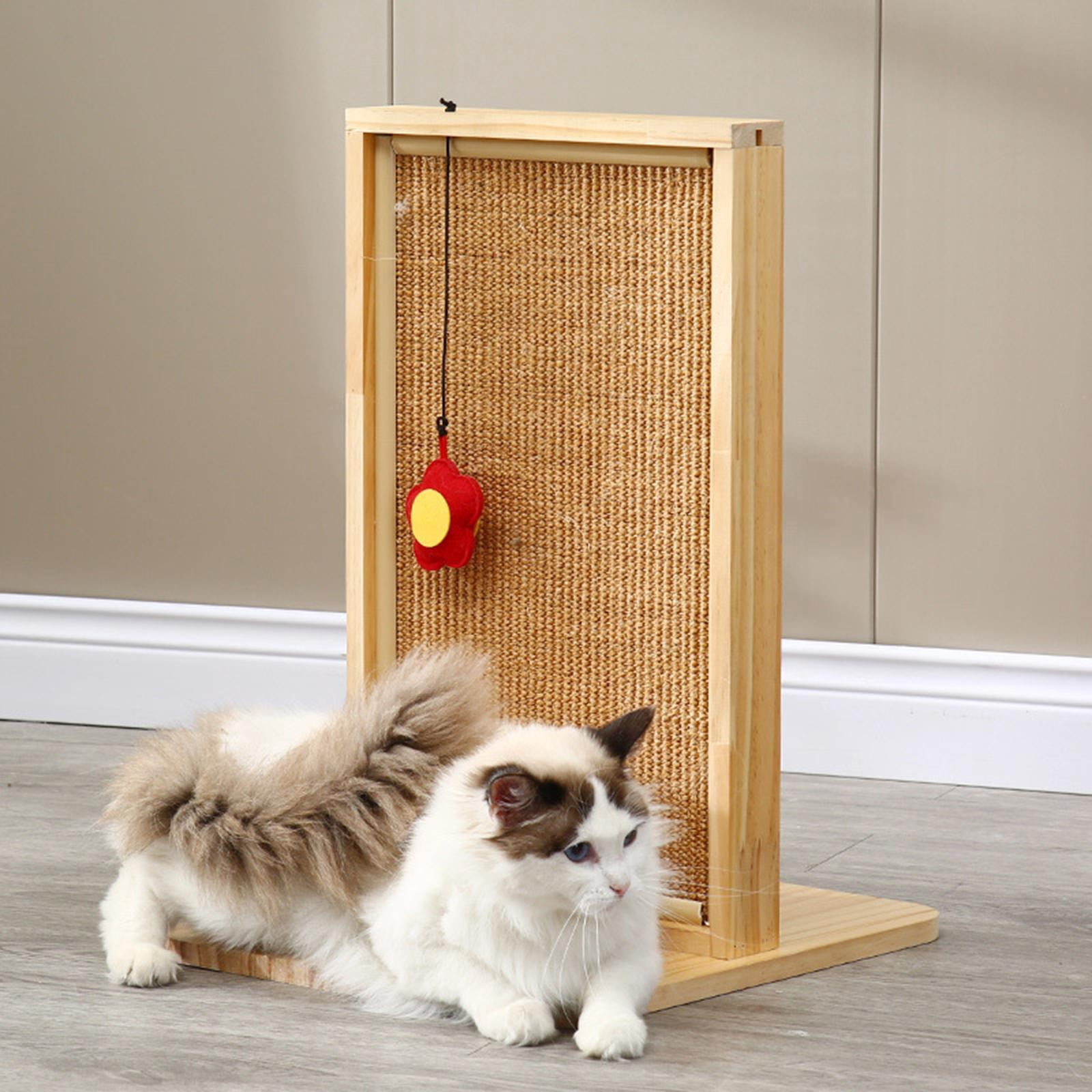 Bvdfgk Sisal Cat Scratching Post Board Wood Frame and Base Wear Resistant Durable Brown