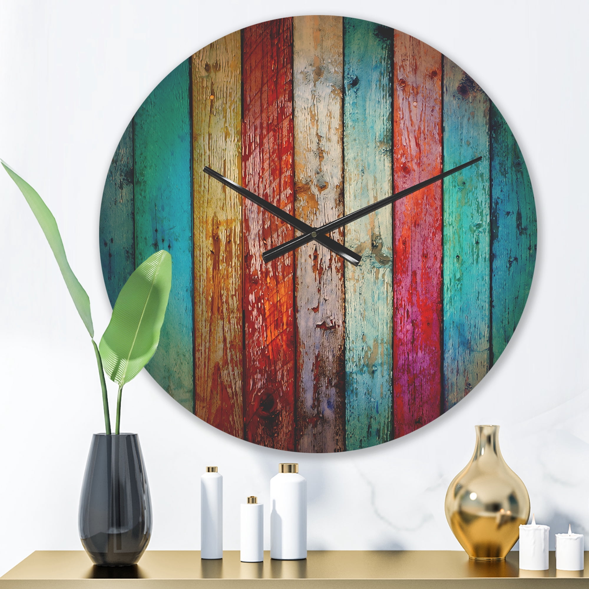 Designart 'Traditional Wooden Pattern ' Farmhouse Wood Wall Clock