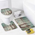 thumbnail image 4 of 4PCS Shower Curtain Set Bathroom Sets Waterproof Shower Curtains Woode Vintage with Non-Slip Rugs Toilet Lid Cover and Bath Mat, 4 of 7