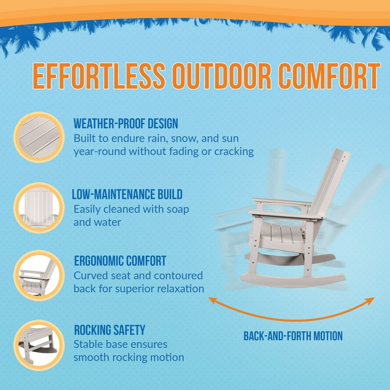 Blue Wave Ez-Care Tek-Wood™ Adirondack Rocker - White - Walmart.com