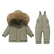thumbnail image 2 of Conjunto de dos piezas de chaqueta y pantalón de esquí para niños, de invierno, grueso, impermeable, resistente al viento y cálido, con capucha y manga larga, con tirantes, de poliéster, 2 of 9