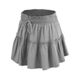 thumbnail image 2 of Doublju Women's Pleated Style Smocked Waist Flared Mini Skirt (Plus Size Available), 2 of 3