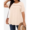 thumbnail image 4 of WellSize Lace Plus Size Women Blouses Casual Tunic Boho Tops Crew Neck Short Sleeve Shirts Trendy Summer Blouses, 4 of 9