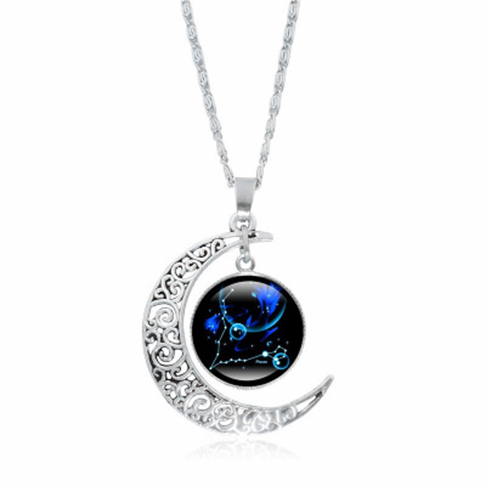 qucoqpe Necklaces for Women Teen Girls 12 Constellation Moon Necklace ...
