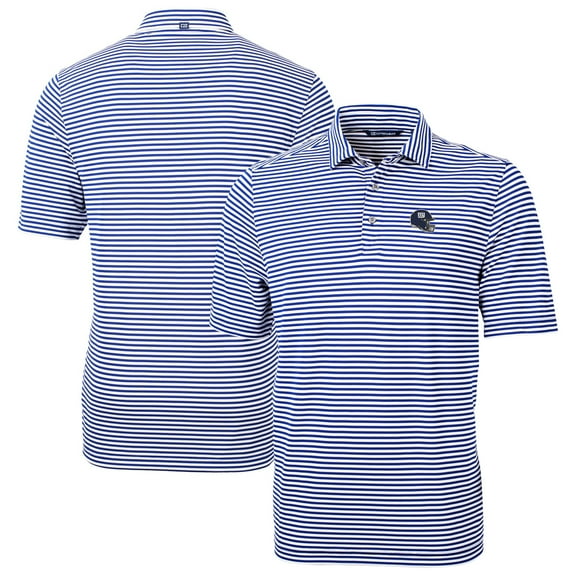 Men's Cutter & Buck Royal New York Giants Helmet Virtue Eco Pique Stripe Recycled Polo