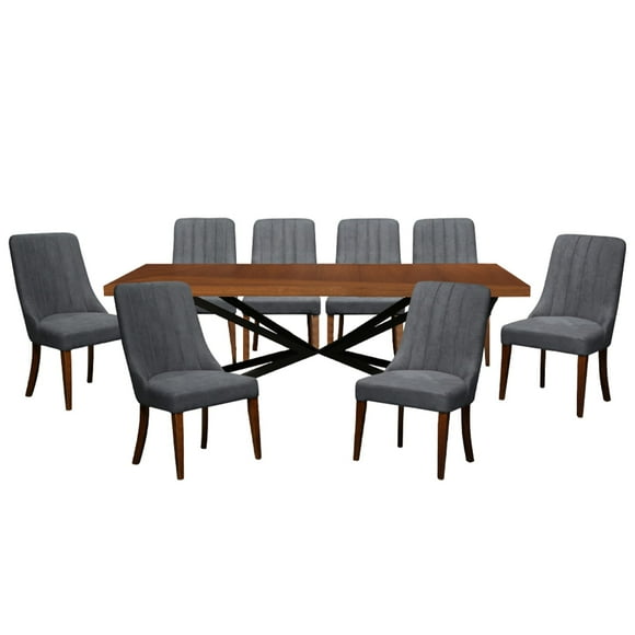 Comedor Kessa Muebles 8 Sillas Gris Nogal