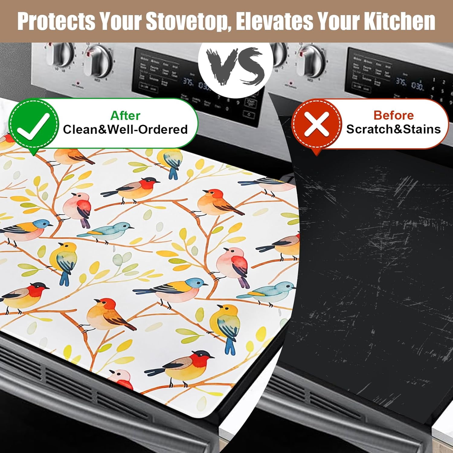 Stove Top Covers for Electric Stove, Glass Cooktop Protector Heat Resistant Stovetop Mat for Kitchen Decor 28 x 20 Inch
