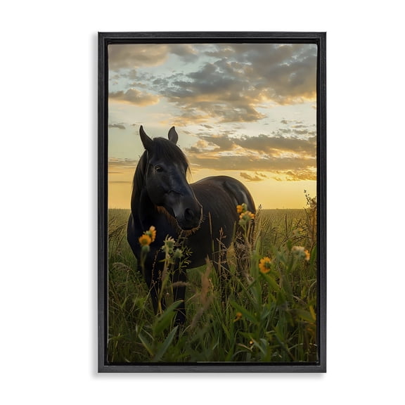 Stupell Industries Farmhouse Standing In Field Of Flowers Black Floating Frame Canvas Art, 17 x 25, by Creative Studio