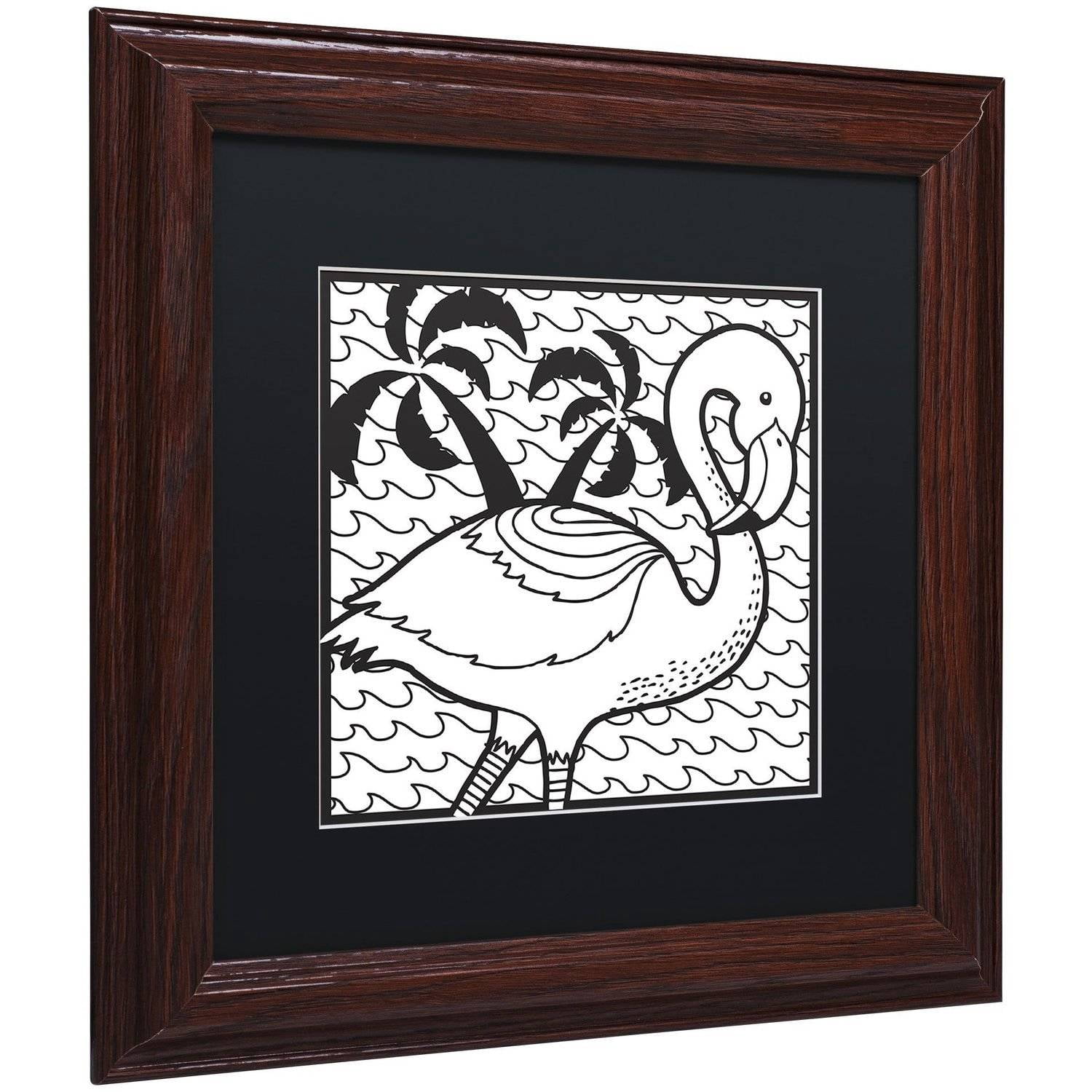 Trademark Fine Art "Flamingo" Canvas Art by Hello Angel, Black Matte, Wood Frame