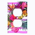 thumbnail image 2 of Metal Light Switch Plate Cover Hibiscus Flower Wreath Butterfly Pink Stripes FLW034, 2 of 13