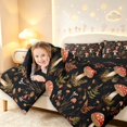 thumbnail image 4 of Homewish Watercolor Mushrooms 7pcs Queen Bedding,Wild Flowers Bedding Comforter Set Queen,Black,Black Reversible, 4 of 8
