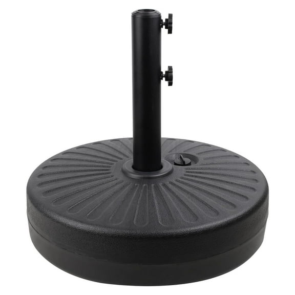 50LBS Round Umbrella Base Water Filled with Steel Holder Heavy Duty Fillable Umbrella Base Stand for Outdoor Patio Lawn Garden (Black)