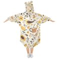thumbnail image 2 of FORMRS Wearable Blanket Hoodie with Sleeves for Kids Cozy Flannel Sweatshirt, Beige Birds Floral, 2 of 7