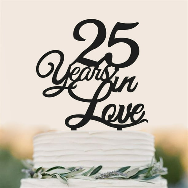 Happy 25 30th Anniversary Cupcake Topper Silhouette Cake Topper Wedding Birthday Party Cake Decoration Walmart Com