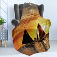 thumbnail image 4 of Sailboat Soft Flannel Fleece Blanket, Sailing to Sunset Boracay Island Evening Vacation Romantic Water Sports, Cozy Plush for Indoor and Outdoor Use, 60" x 80", Marigold Dark Orange, by Ambesonne, 4 of 5