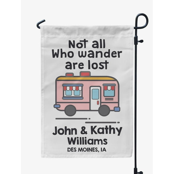 Printtoo White Not All Who Wander Are Lost Caravans 12.5x18 Inches Double SidedFlagsDouble Sided CampFlagCampsiteFlagPersonalized Camping Flags