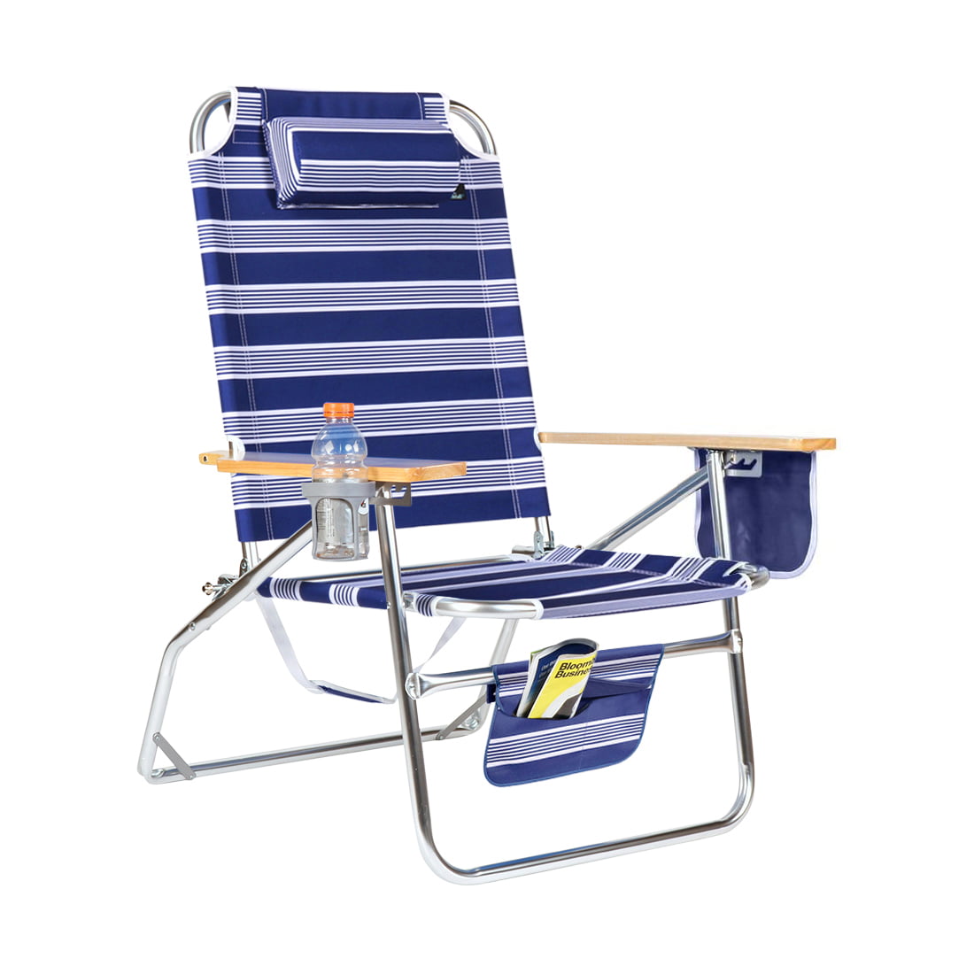 Capacity Portable Beach Lawn Seat Black Large Heavy-Duty Chair 500 lbs 