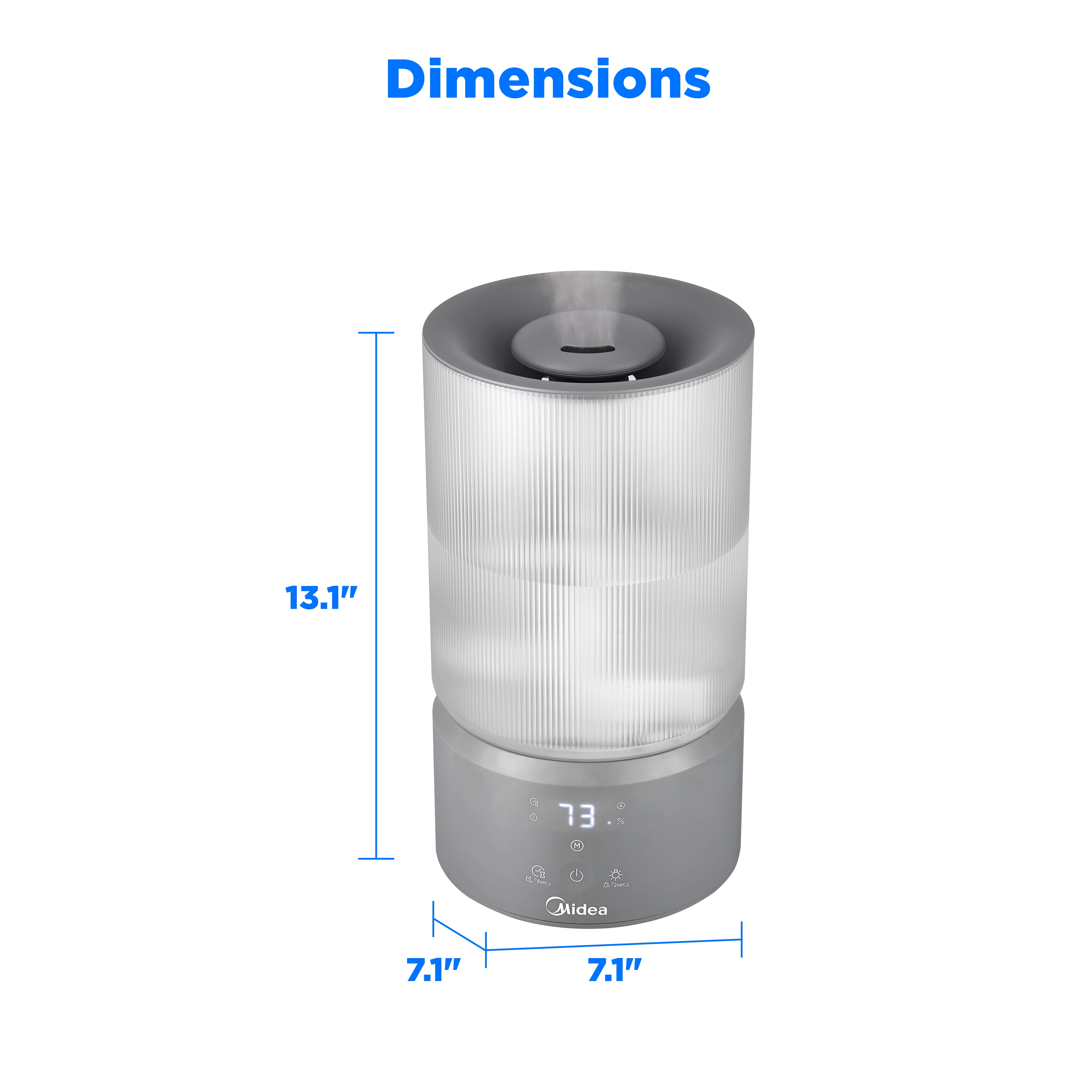 Midea 1 Gallon Gray Ultra-Sonic Cool Mist Humidifier with Aroma Tray and 360° Mist Nozzle, MSU16UC1DG