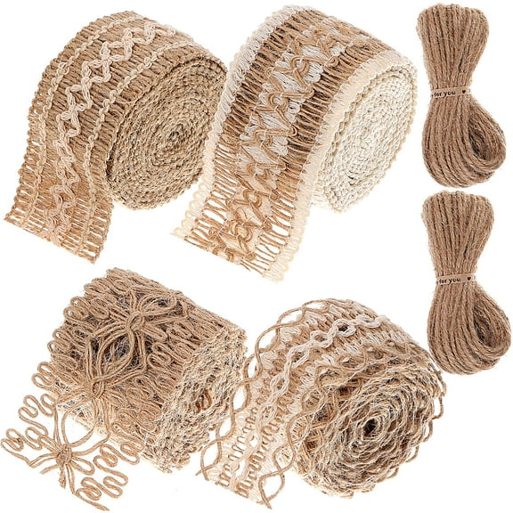 Soimiss Craft Burlap and Lace Ribbon Assorted Colors for Home and Party Decor