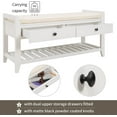 thumbnail image 4 of Banc de Rangement d'Entrée avec Siège Coussiné, Étagère à Chaussures avec 2 Tiroirs et Tablette de Rangement, Blanc, 4 of 8