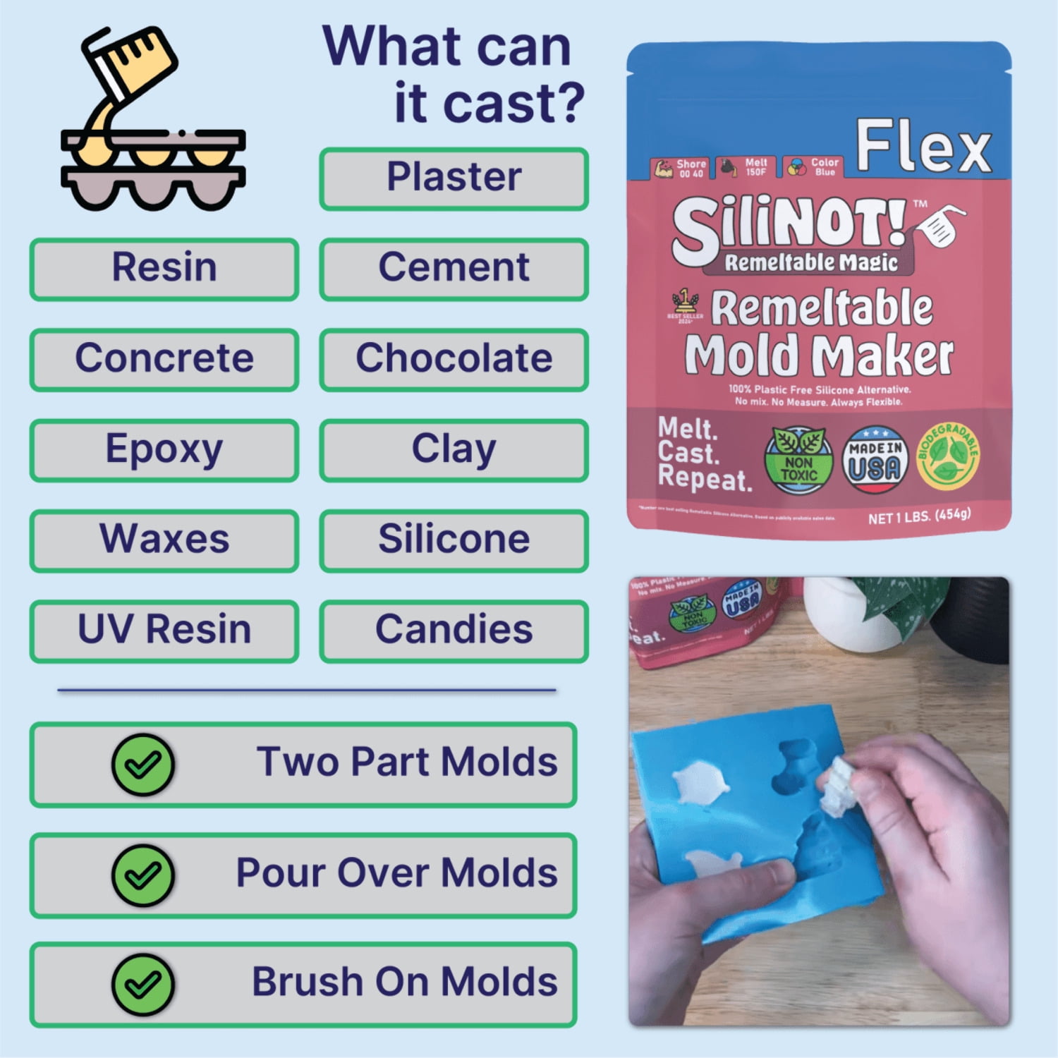 Flex | Remeltable Silicone Free Mold Maker