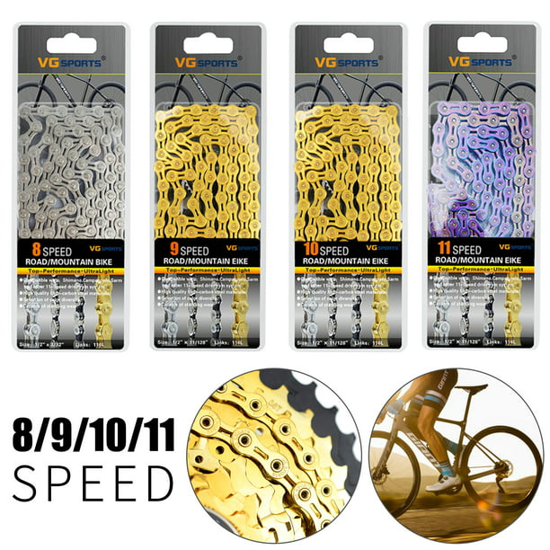 Arrangement onderschrift Dom VG Sports 8/9/10/11 Speed Bicycle Chain Half-Hollow 116 Links MTB Road Bike  Chains 3 Color - Walmart.com