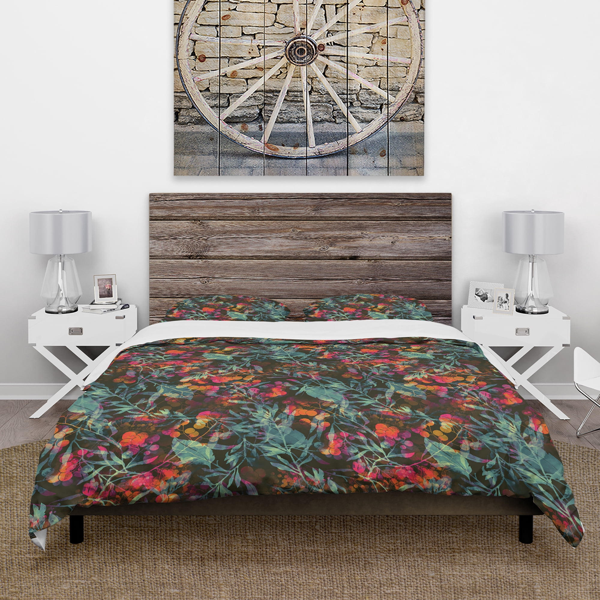Designart 'Superimposed blend of Herbs Flowers Leaves and Berries' Abstract Duvet Cover Set