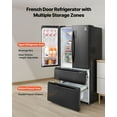 thumbnail image 3 of VEVOR French Door Refrigerator, 18.9 Cu. Ft. Kitchen Fridge,Counter Depth French Refrigerator with LED Display and 4 Casters,Frost-Free Bottom Freezer Refrigerators for Home & Commercial Use,Black, 3 of 9