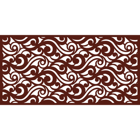 4' H x 2' W Laser Cut Metal Privacy ScreenLMP112Wavecurve_Red_1pc