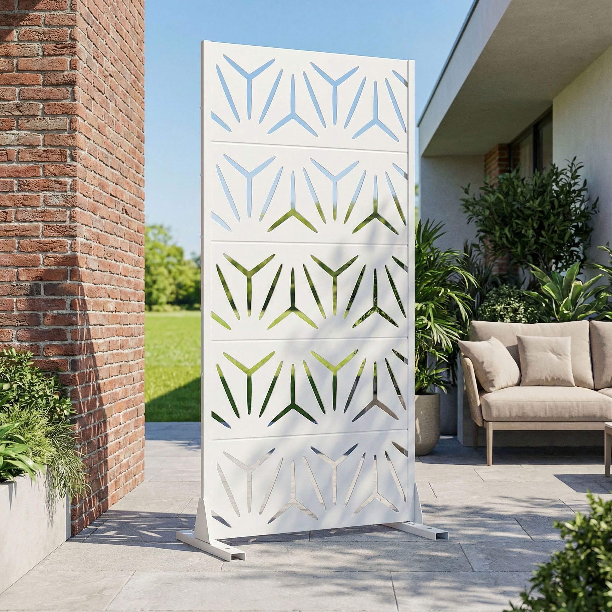 MAYEERTY 5 Panels Metal Outdoor Privacy Screen Garden Divider Patio Backyard Decorative Privacy Fence Panel, 59×29.5×15.7in