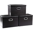 thumbnail image 6 of Large Stackable Storage Boxes with Lids Lear Fabric Foldable Storage Bins Organizer Containers Baskets s with Cover for Bedroom Closet Office Nursery, 6 of 6