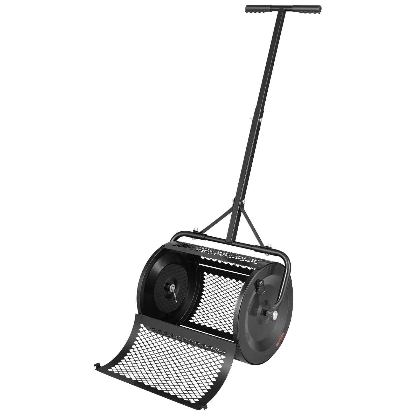 VEVOR Compost Spreader, 16.5" Wide Peat Moss Spreader with T Shaped Handle, 3 Heights Adjustable, Powder-Coated Steel Garden Peat Moss Roller, Heavy Duty Grass Seed Roller for Planting Seeding, Black