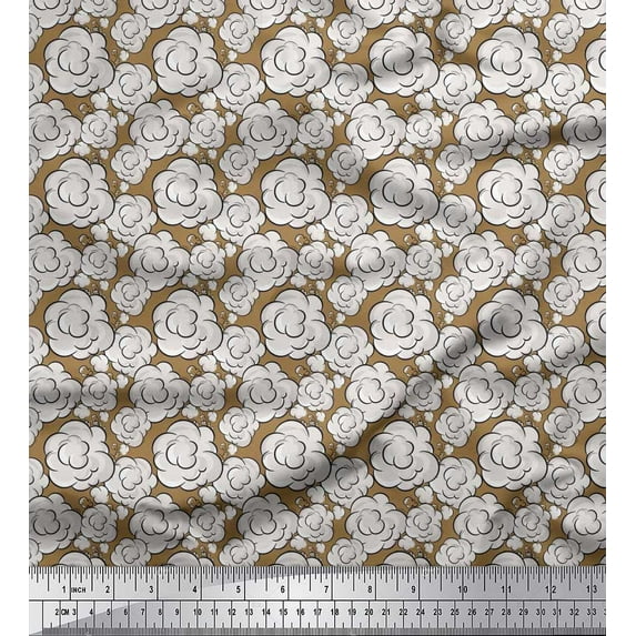 Soimoi Viscose Chiffon Fabric Clouds Shirting Printed Craft Fabric by The Yard 42 Inch Wide