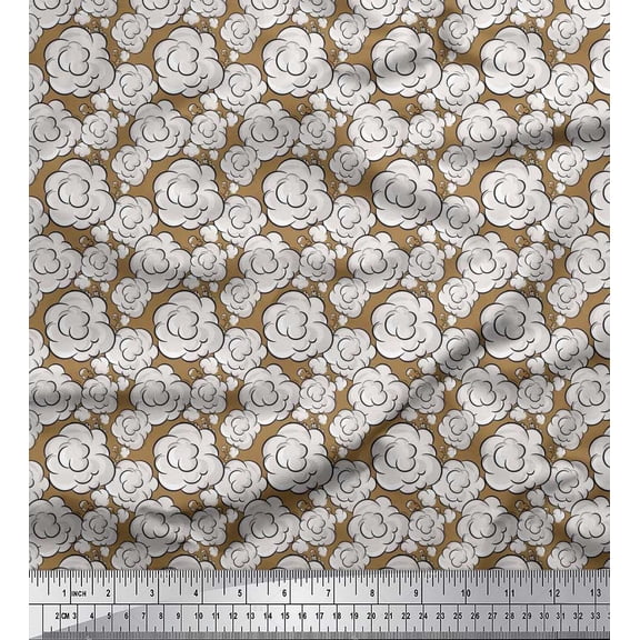 Soimoi Poly Georgette Fabric Clouds Shirting Print Fabric by The Yard 42 Inch Wide