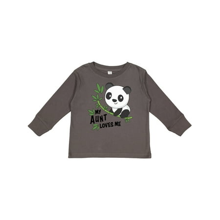 

Inktastic My Aunt Loves Me- Cute Panda Boys or Girls Long Sleeve Toddler T-Shirt