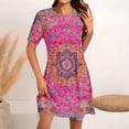 thumbnail image 1 of Ovzne Robes Grande Taille pour Femmes aux Formes Robe pour Femme Mode pour Femmes Robe à Col Rond à Manches Courtes Imprimée Robe Chandail Robe Maxi Grande Taille à Manches Courtes Liquidation, 1 of 5