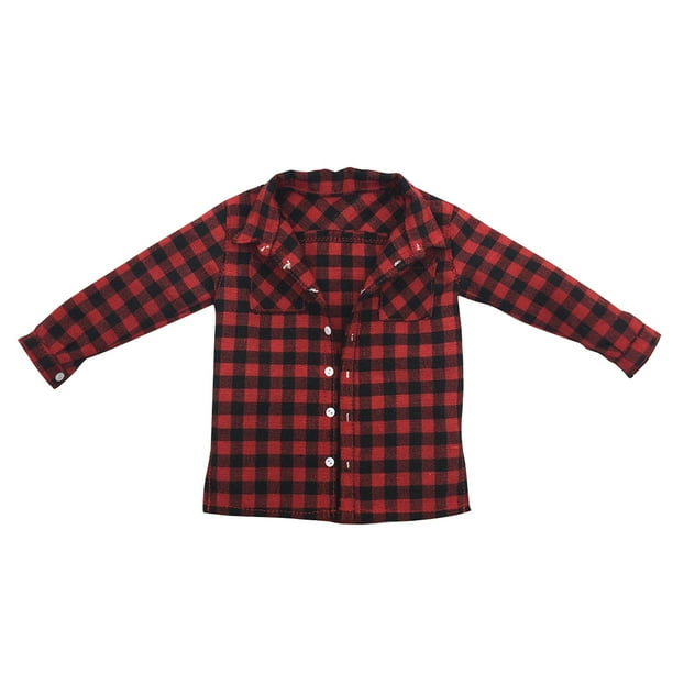 Vogacara Ropa para hombre, ligera, portátil, apariencia exquisita, estilo de celosía distintivo, camisa a cuadros roja para cuerpo de elemento móvil Muñecas y casas de muñecas Vogacara FN001405-00