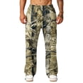 thumbnail image 5 of LTTVQM Men's Realtree Leaf Camo Wide Leg Pants Loose Thigh Tree Camo Loose Thigh Fit Drawstring Waist Casual Outdoor Full Length Pants Brown S, 5 of 7
