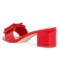 thumbnail image 2 of YDN Women Glossy Open Toe Bowknot Mules Slip On Mid Chunky Block Heel Slide Sandals Chic Daily Dressy Shoes Size 9 Red, 2 of 4
